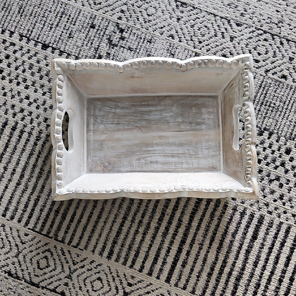 Rustic Wooden Tray - Cream